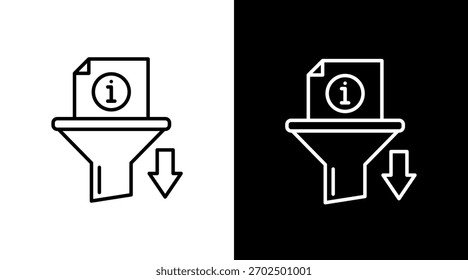 Design do conjunto de ícones brancos de filtragem de informações