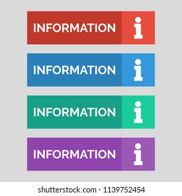 Information flat buttons on grey background. Vector illustration