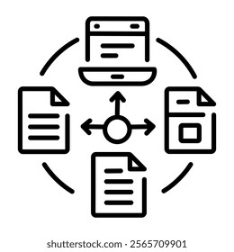 Information flow icon in linear style 