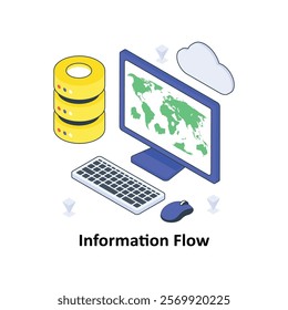 Information Flow isometric Colored illustration. EPS File stock illustration