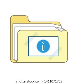 information folder icon, flat outlined style, vector