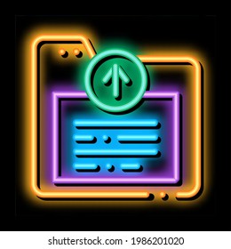 information folder neon light sign vector. Glowing bright icon information folder sign. transparent symbol illustration