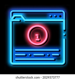 Carpeta de información vector de signo de luz de neón. Icono brillante de signo de carpeta de información. ilustración de símbolo transparente