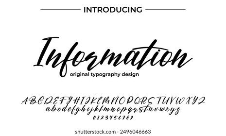 Información Fuente Elegante pincel pintado con letras mayúsculas de Vector, alfabeto, tipografía