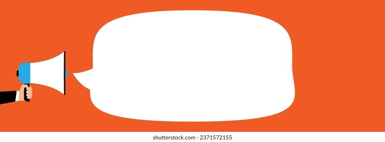 Information in the form of a bubble is announced through a megaphone.