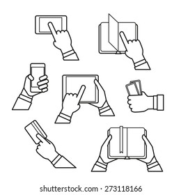 Information fransfer concept icons clip-art. Simle line design
