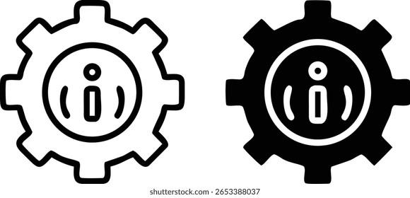 Information Gear Icon Vetor in Outline and Solid Style Representando Configurações, Ajuda e Suporte Técnico