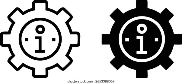 Information Gear Icon Vetor in Outline and Solid Style Representando Configurações, Ajuda e Suporte