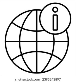  Information globe, Alert, risk sign line icon