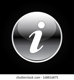 Information glossy button on black background