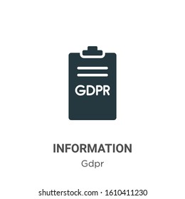 Information glyph icon vector on white background. Flat vector information icon symbol sign from modern gdpr collection for mobile concept and web apps design.