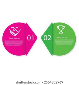 Information graphic design template. Ideas to display, two-step ranking.