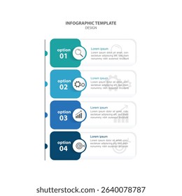 Information graphic template 4 step and option. layout with line and paper design for business and presentation 