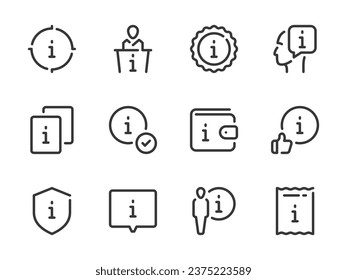 Information and Help center vector line icons. Faq, Info, Helpdesk, Guidance and Instruction outline icon set.