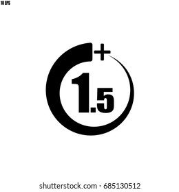 Information icon 1.5+ (Over 1.5 years old) black thin line - vector illustration