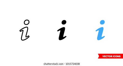 Information icon of 3 types: color, black and white, outline. Isolated vector sign symbol.