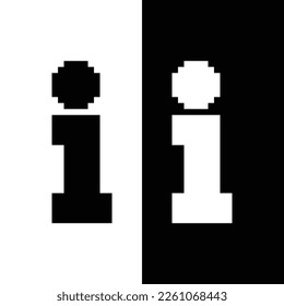 icono de información de 8 bits, imagen de píxel que ayudo al icono del logotipo del juego. 