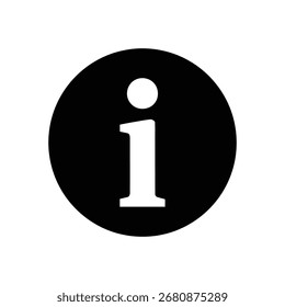 Ícone de Informações - Círculo Preto com Símbolo 'i' Branco para Ajuda e Design de Interface do Usuário