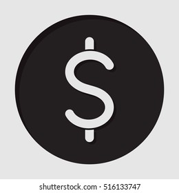 information icon - black circle with white dollar currency symbol and shadow