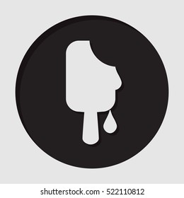 information icon - black circle with white melting stick ice cream and shadow