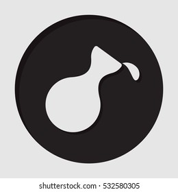 information icon, black circle - white flask with a drop and shadow