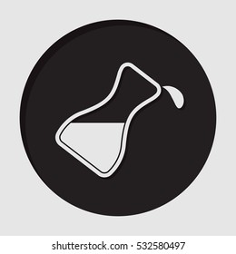 information icon - black circle, white flask with a drop and shadow