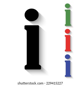 information icon - black and colored (green, red, blue) illustration with shadow