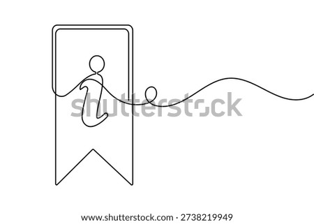 Information icon  bookmark ribbon continuous one line art style