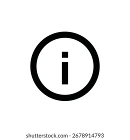 Ícone de informação em círculo isolado no fundo branco. Limpar gráfico de vetor plano para temas de web, UI, UX, ajuda e suporte.