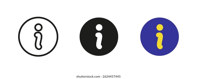 Information icon. Circular badge with lowercase I symbol vector illustration. Help center pictogram for websites, user interfaces and service desks symbol.