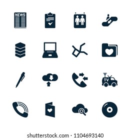Information icon. collection of 16 information filled icons such as pen, laptop, disc, love letter, call, tv van. editable information icons for web and mobile.