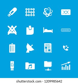 Information icon. collection of 16 information filled icons such as bed, love letter, satellite, news, network connection. editable information icons for web and mobile.
