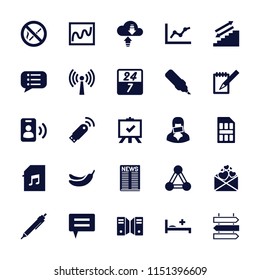 Information icon. collection of 25 information filled icons such as connection, banana, board, pen, notebook, censored woman. editable information icons for web and mobile.