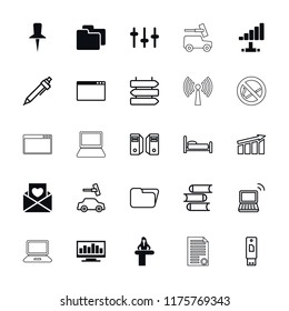 Information icon. collection of 25 information filled and outline icons such as airport desk, equalizer, direction   isolated. editable information icons for web and mobile.