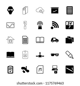 Information icon. collection of 25 information filled and outline icons such as escalator down, clipboard, book, 24 7 hour. editable information icons for web and mobile.