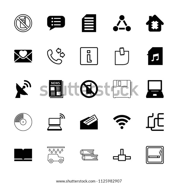 Information icon. collection of\
25 information filled and outline icons such as no phone, laptop,\
book, love letter, news. editable information icons for web and\
mobile.