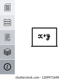 Information icon. collection of 6 information filled and outline icons such as info, direction   isolated, blackboard x+y. editable information icons for web and mobile.