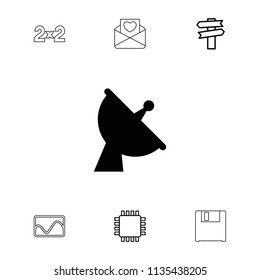Information icon. collection of 7 information filled and outline icons such as satellite, direction, cpu, blackboard. editable information icons for web and mobile.