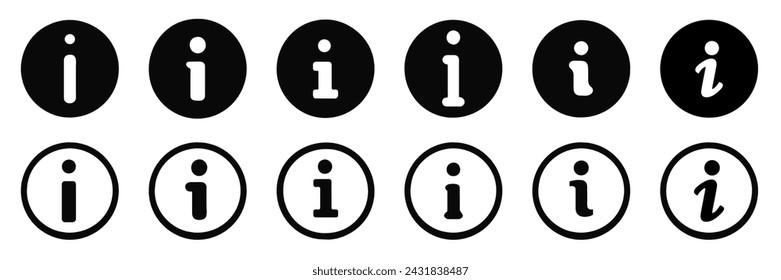 Informationssymbolsammlung. Infoschaltfläche. Infosymbol flacher Stil.	
