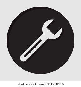 information icon - dark circle with white spanner and shadow