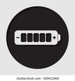 information icon - dark circle with white battery full and shadow
