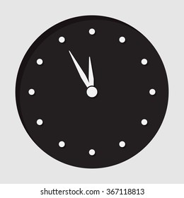 information icon, dark circle with white last minute clock and shadow