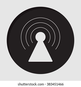 information icon - dark circle with white transmitter and shadow