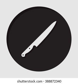 information icon - dark circle with white kitchen knife and shadow