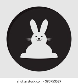 information icon - dark circle with white Easter bunny and shadow
