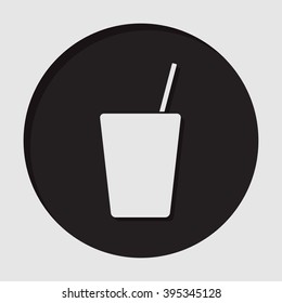 information icon - dark circle with white drink with straw and shadow