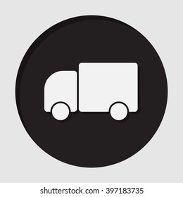 information icon - dark circle with white lorry car and shadow