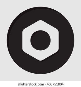 information icon - dark circle with white nut and shadow