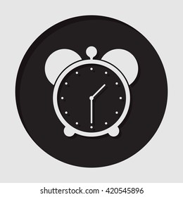 information icon - dark circle with white alarm clock and shadow