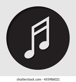 information icon - dark circle with white musical note and shadow